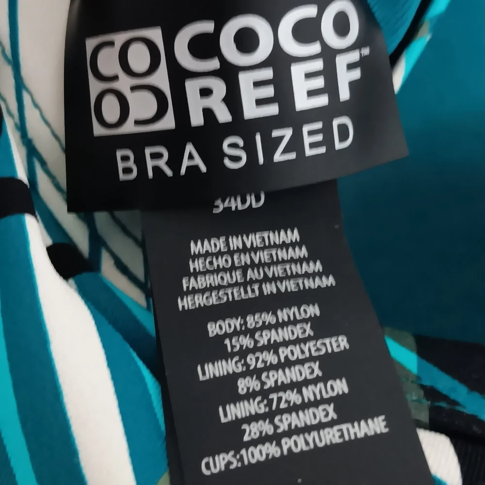Coco Reef Endless Summer Teal Palm Enrapture One Piece Swimsuit 34 DD Underwire